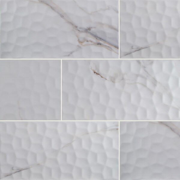 Adella Viso Calacatta 12 In. X 24 In. Glazed Ceramic Wall Tile, 7PK
